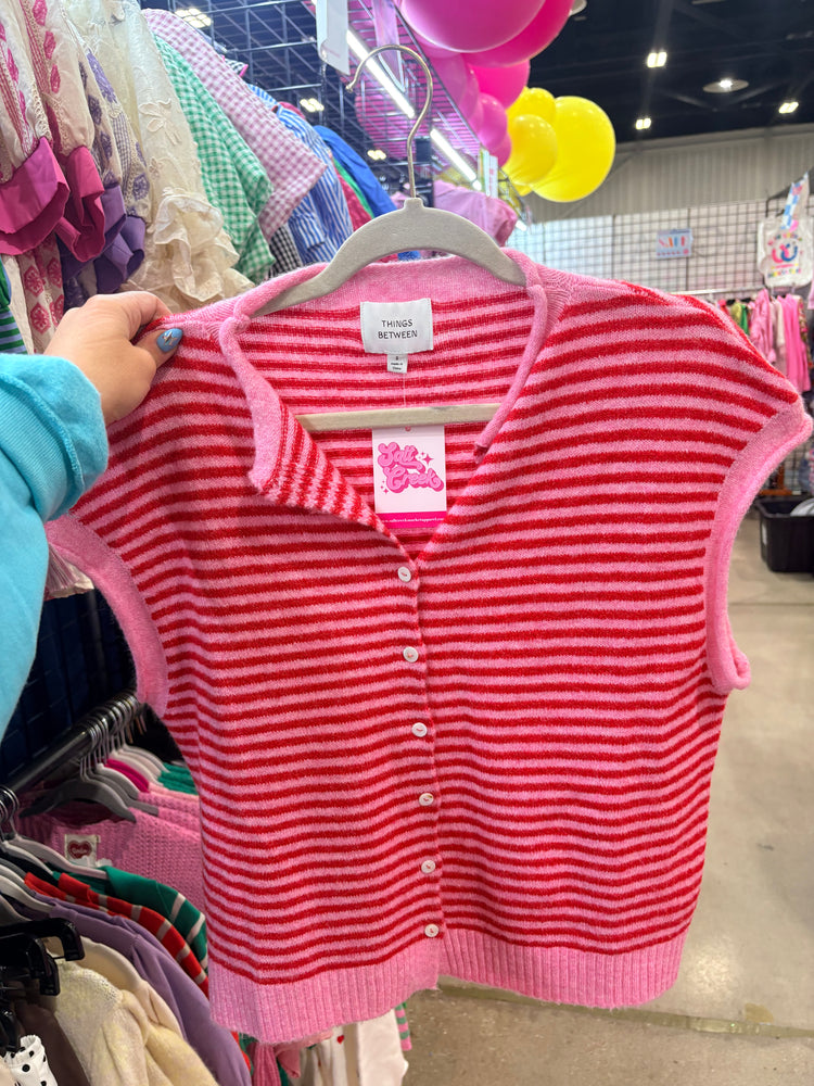 PINK/RED SWEATER CARDIGAN