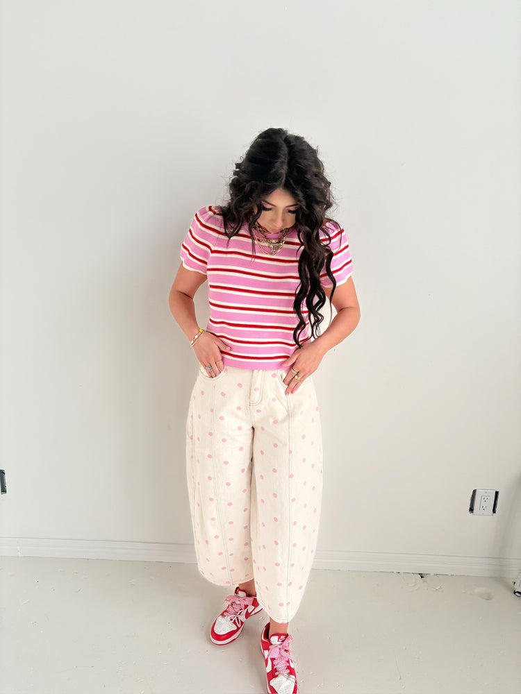PINK AND RED STRIPE TOP-8