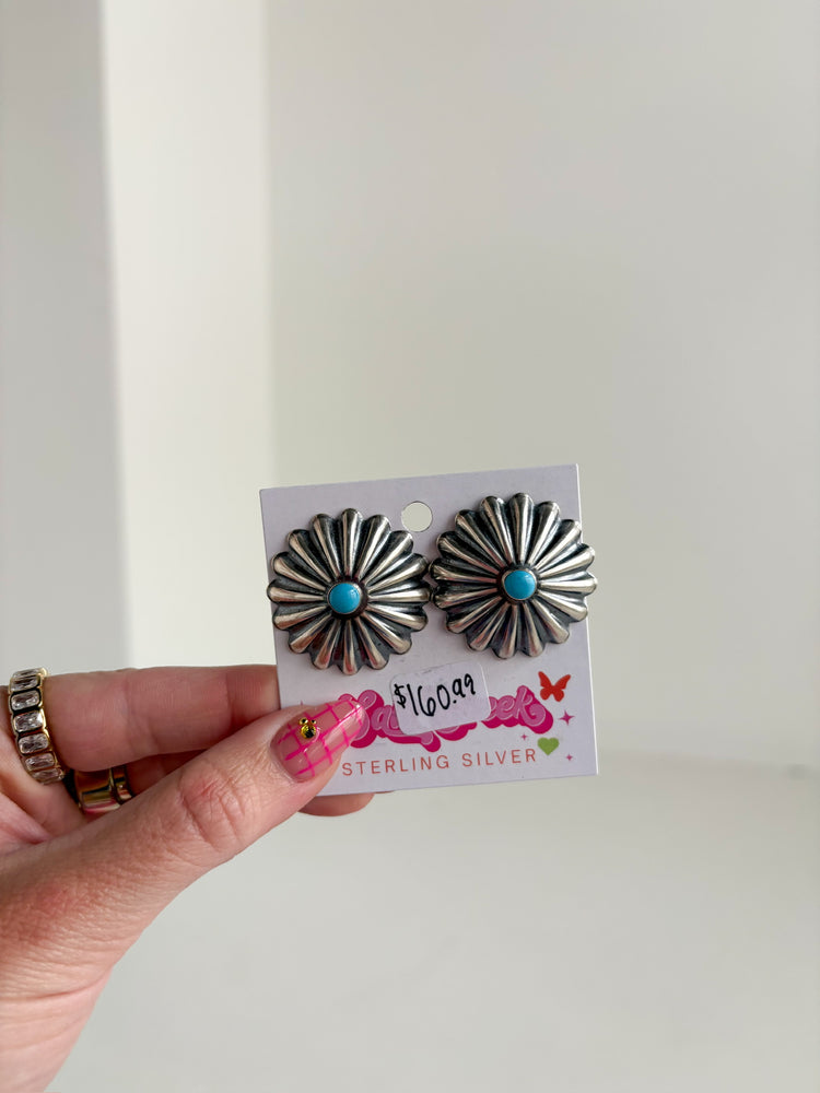 TURQ STUD BACKING EARRING