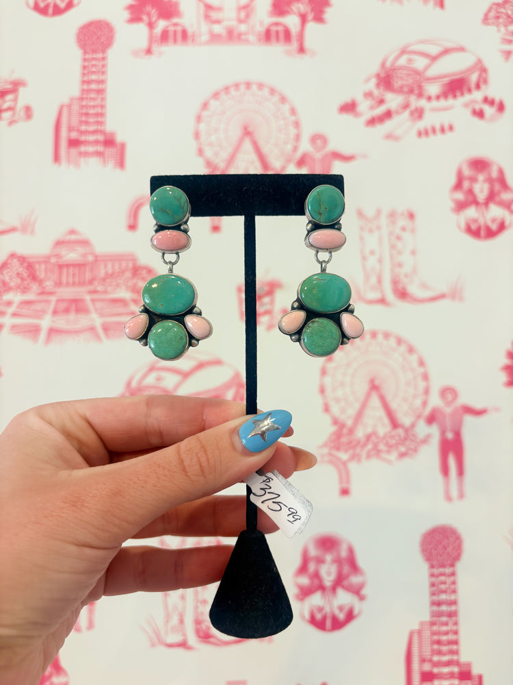 E Richards Pink Conch & Royston Earrings