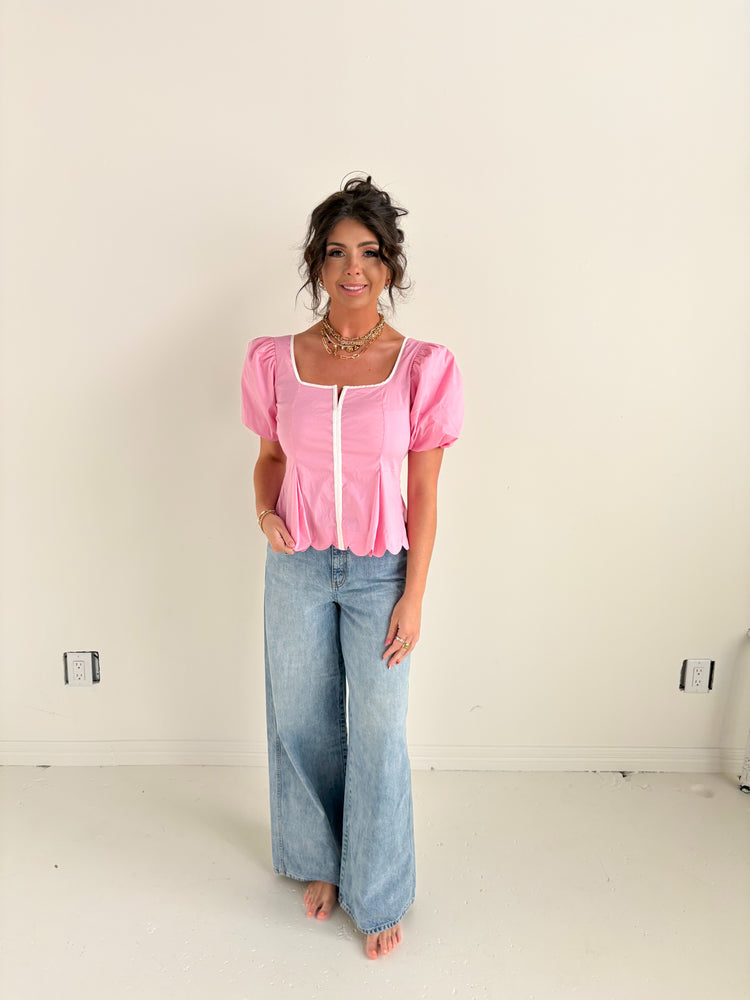 PINK PEPLUM TOP