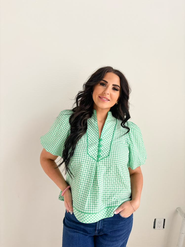 GREEN GINGHAM TOP-9