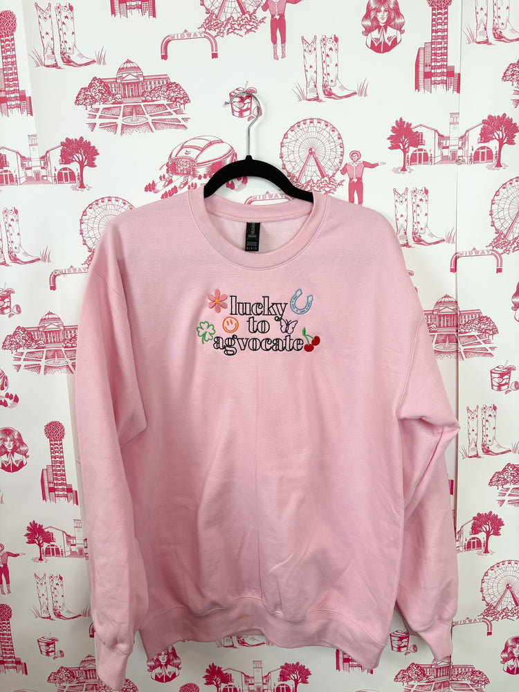 LUCKY EMBROIDERED SWEATSHIRT-PINK
