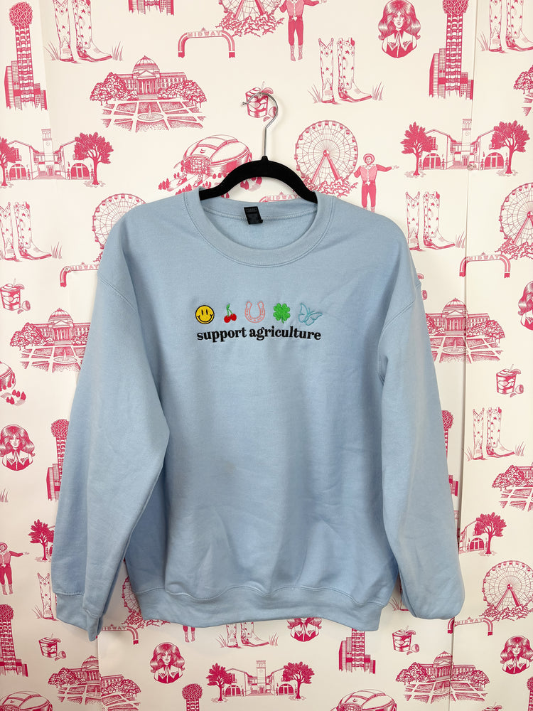 LUCKY EMBROIDERED SWEATSHIRT-BLUE