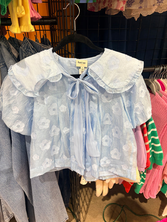 ICE BLUE TEXTURED TOP-3