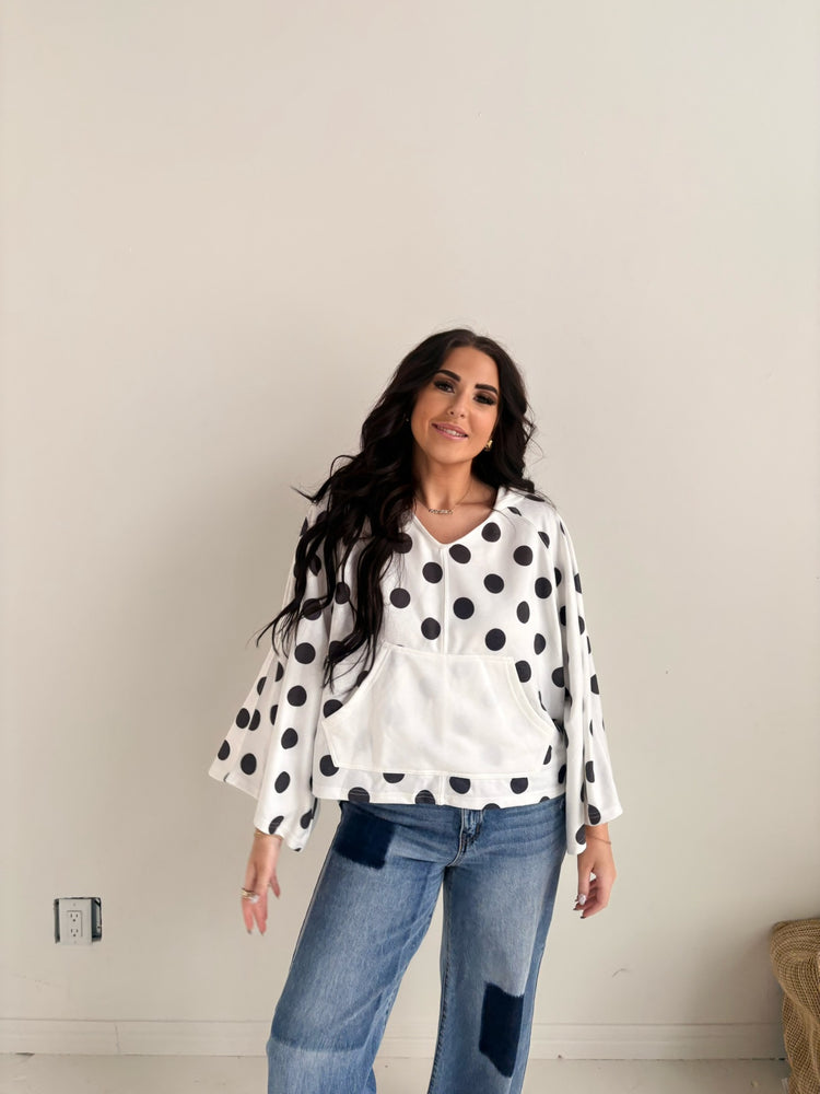 POLK A DOT HOODED TOP
