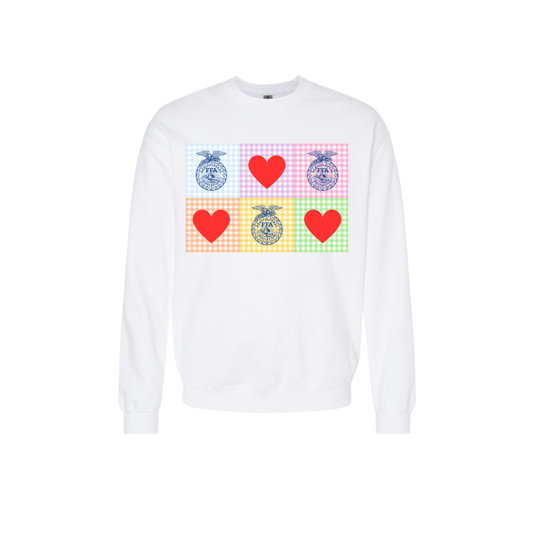 FFA HEART GINGHAM WHITE SWEATSHIRT- PLEASE READ DES.