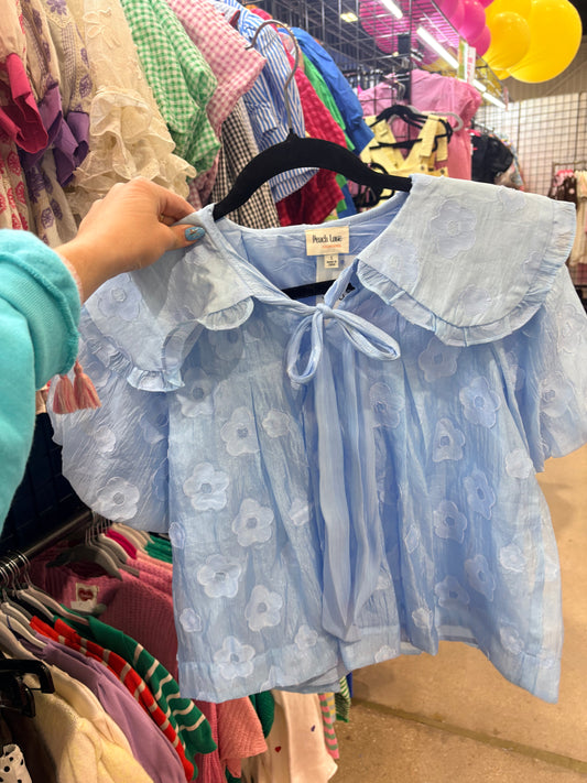 ICE BLUE TEXTURED TOP-3