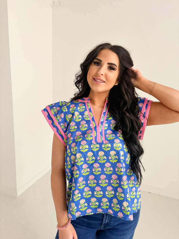 BLUE FLORAL TOP-13