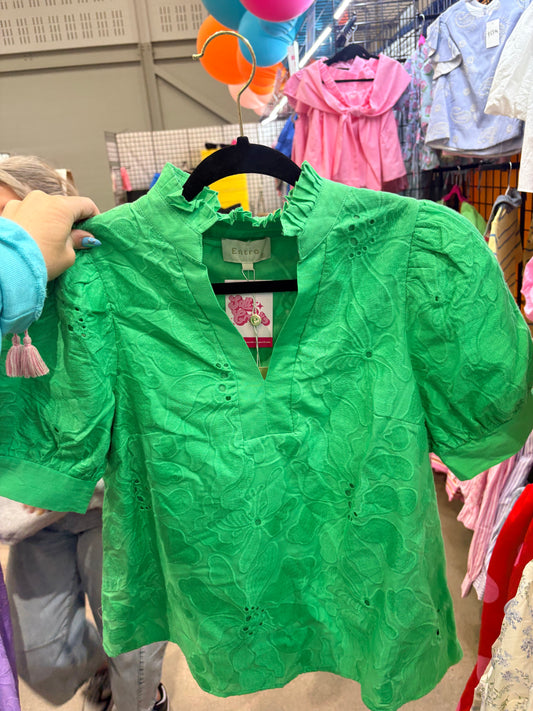 GREEN DETAILED TEXTURED TOP-1