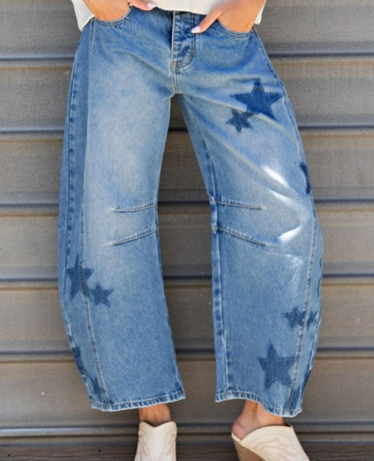 STAR BARREL *** MEDIUM WASH JEAN