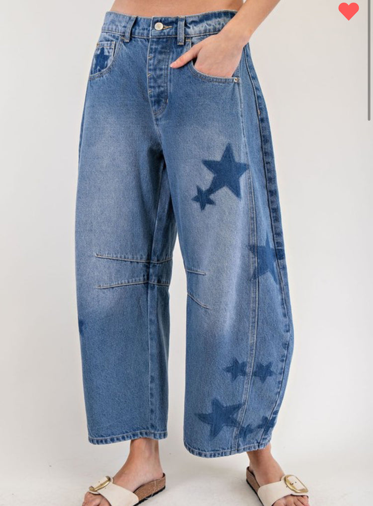 STAR BARREL *** MEDIUM WASH JEAN