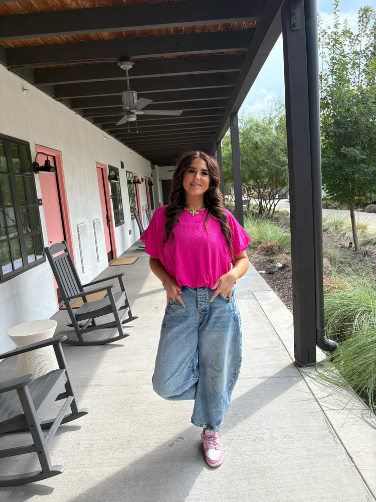 HOT PINK BUBBLE TOP