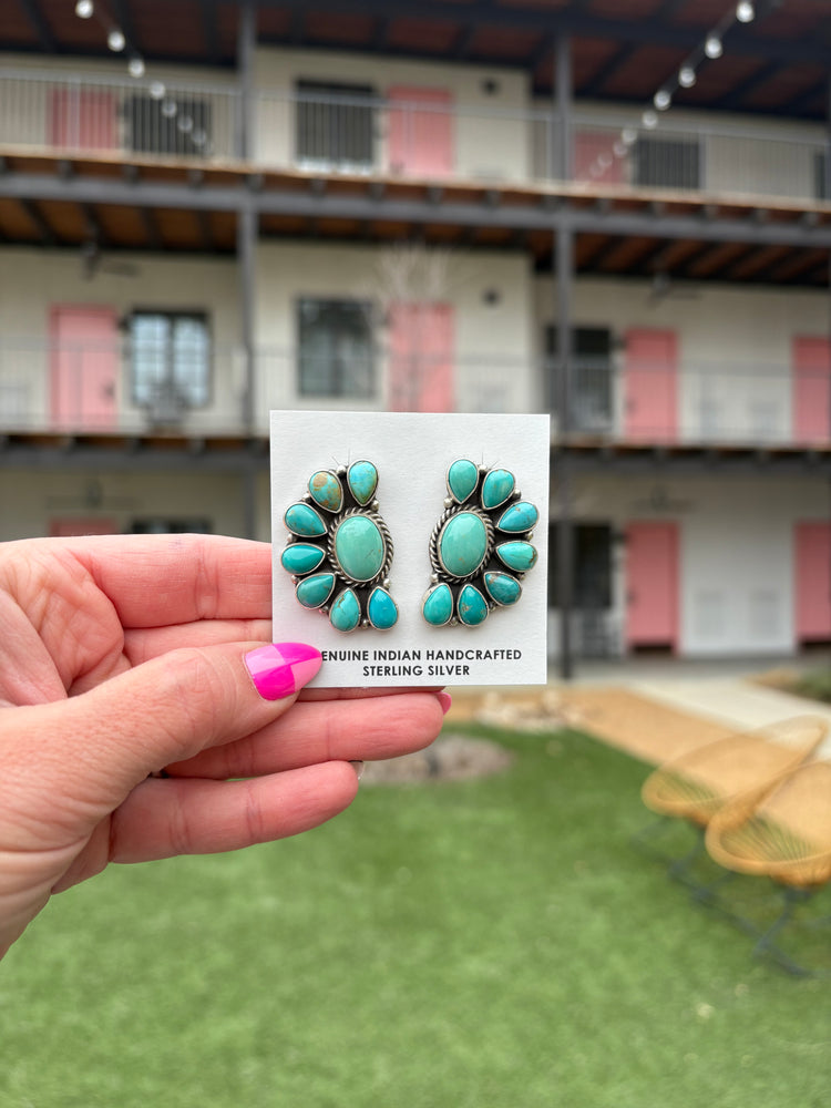 LARGE TURQ STATEMENT STUD EARRINGS