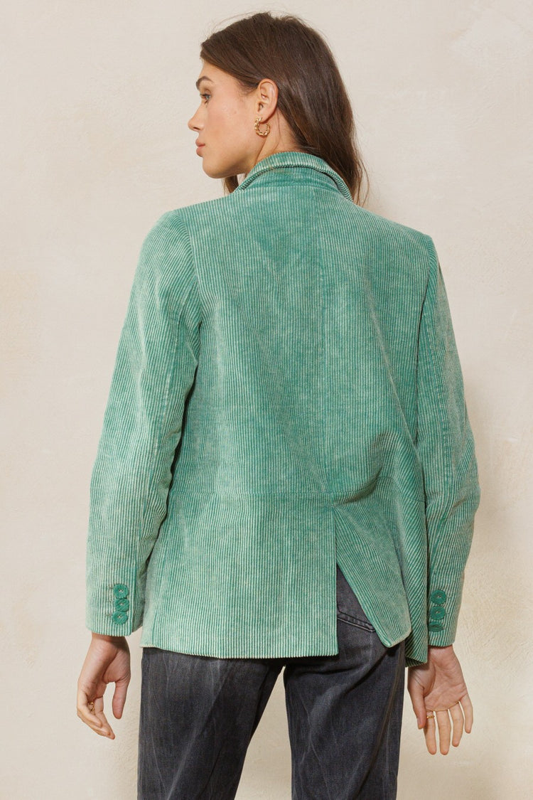 WASHED JADE CORDUROY BLAZER