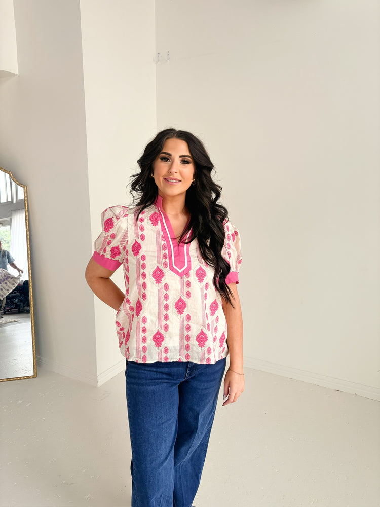 PINK AZTEC PRINT TOP-9