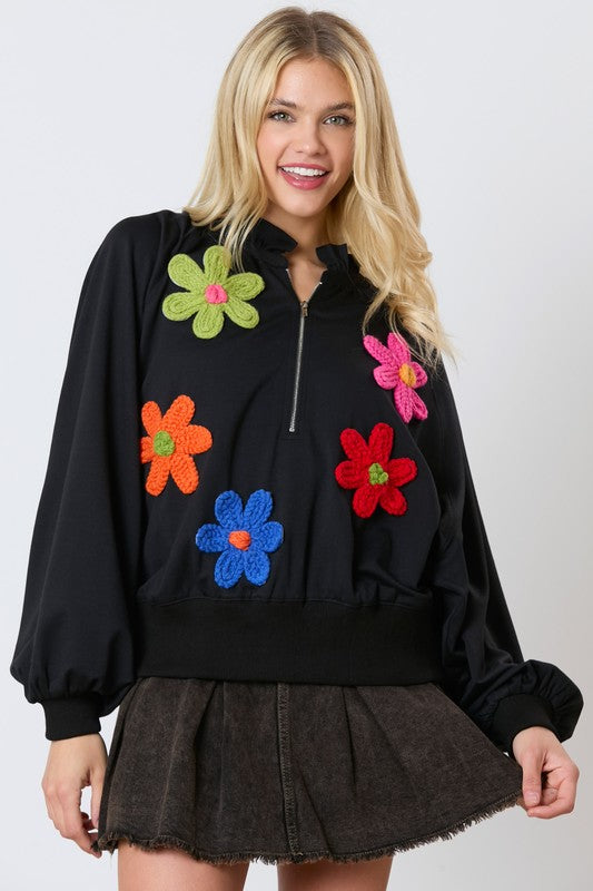 NEW FLORAL ZIP UP PULLOVER 3