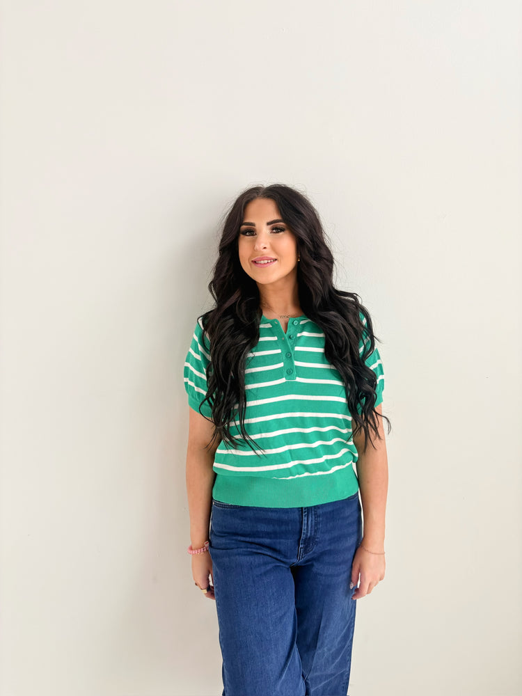 GREEN/WHITE STRIPED TOP-9
