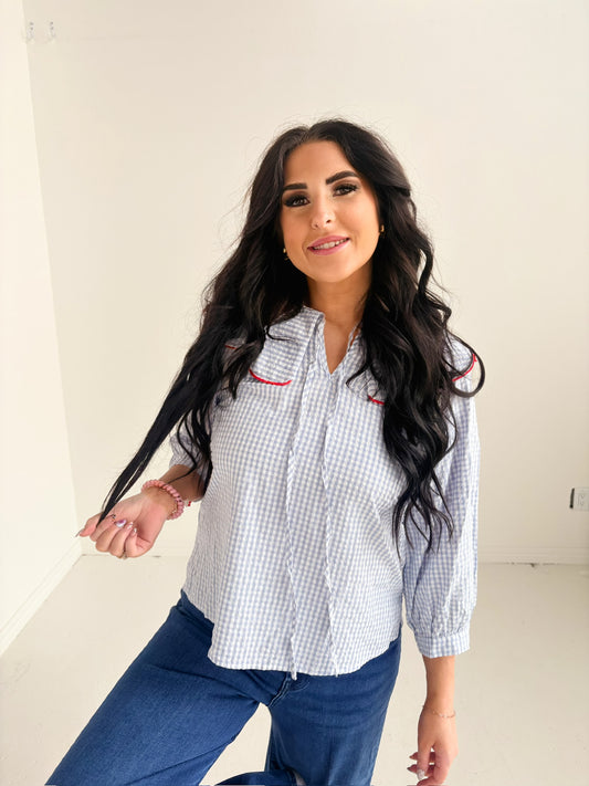 BLUE & RED TRIM TOP-10
