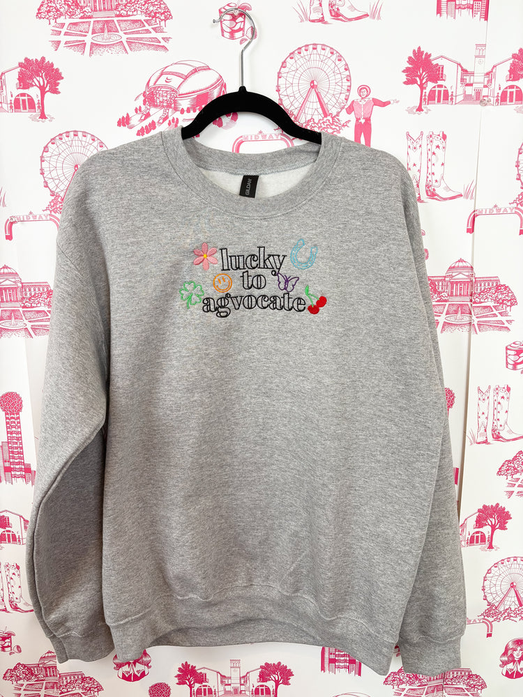 LUCKY EMBROIDERED SWEATSHIRT-GREY