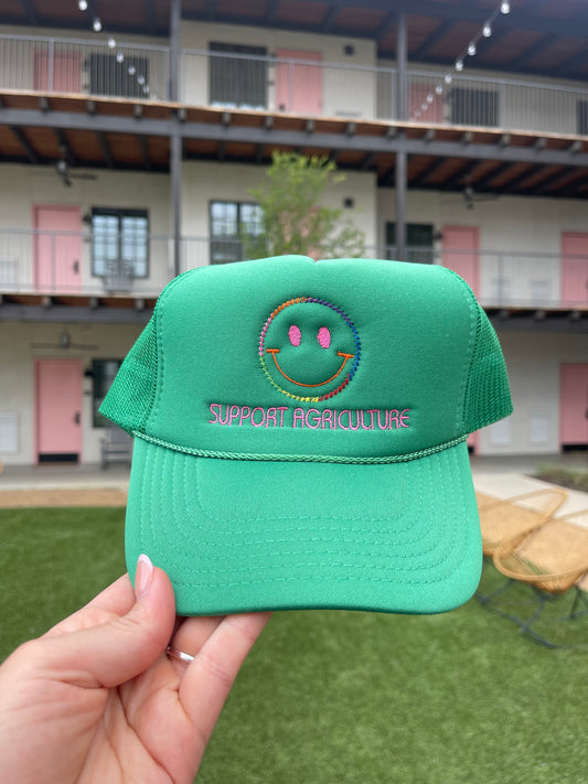 SUPPORT AG SMILEY GREEN TRUCKER CAP