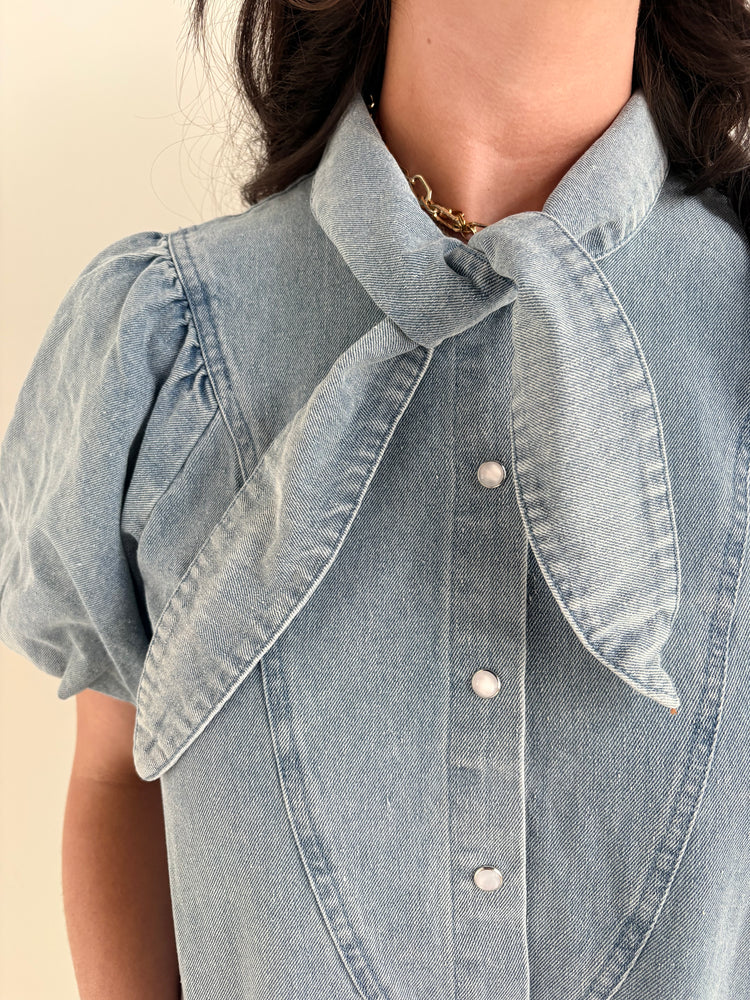 DENIM PEARL BUTTON TOP-11