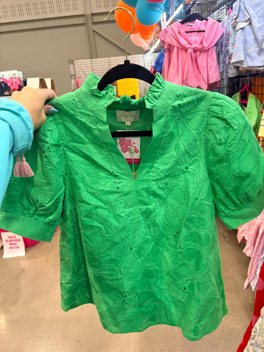 GREEN DETAILED TEXTURED TOP-1
