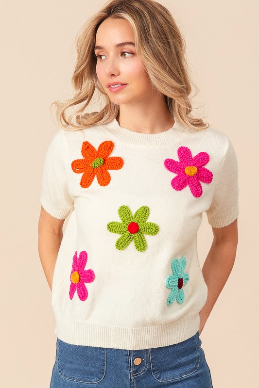 CREAM SWEATER FLOWERS 2