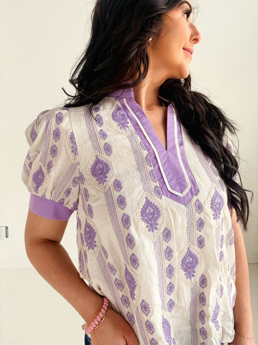 PURPLE AZTEC PRINT TOP-9