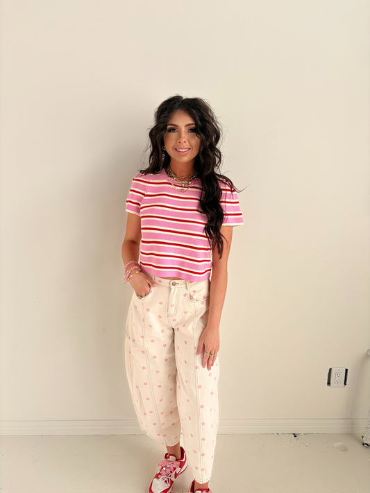 PINK AND RED STRIPE TOP-8