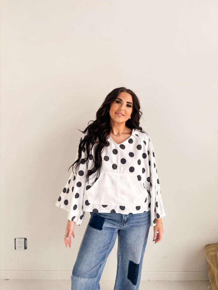 POLK A DOT HOODED TOP