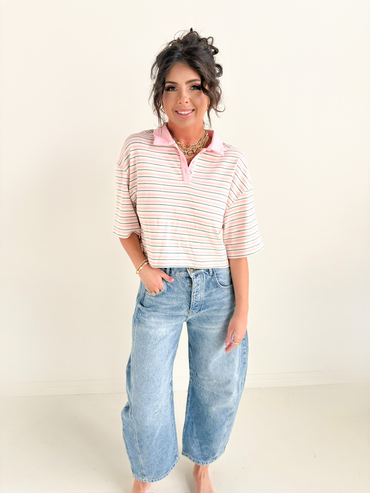 PINK CROPPED POLO TOP-11