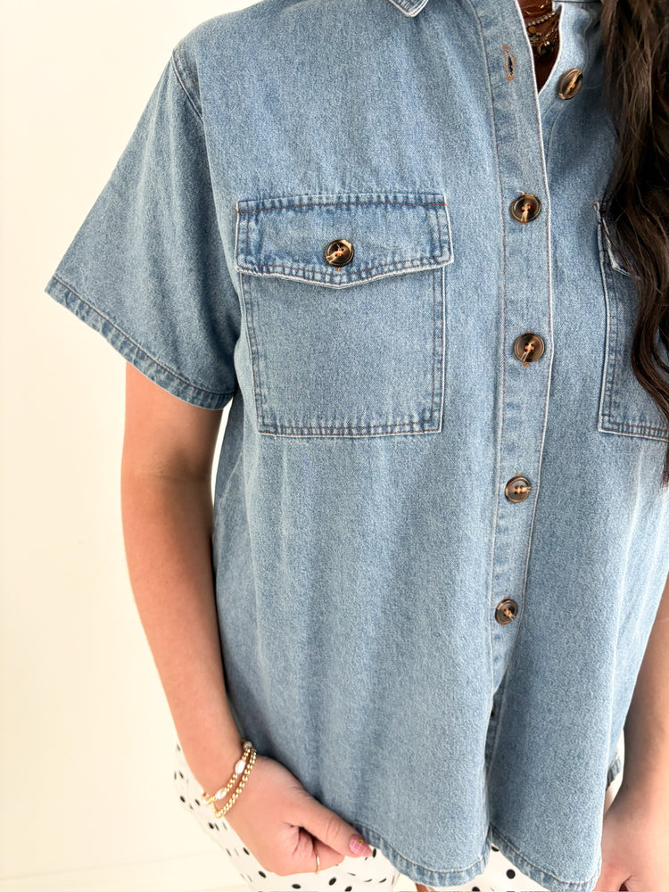 DENIM BUTTON DOWN TOP-11