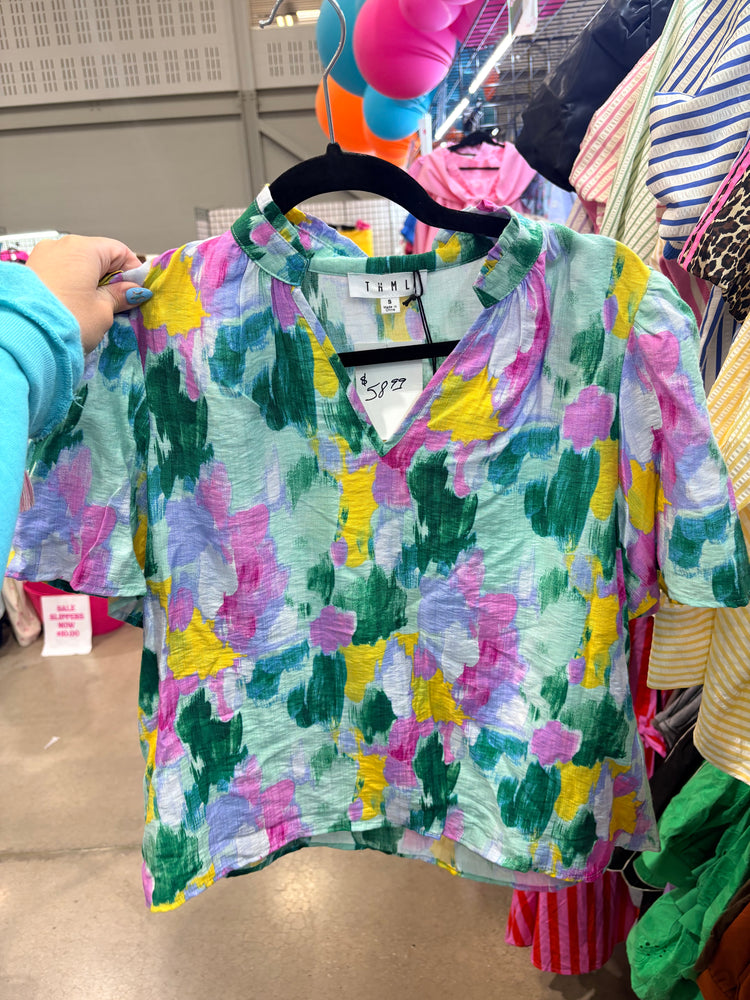 THML GREEN MIXED TOP