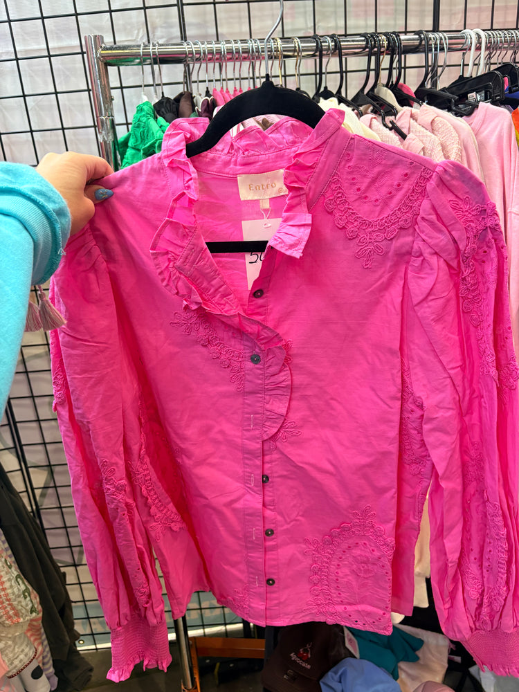 PINK DETAILED BUTTON DOWN TOP-5