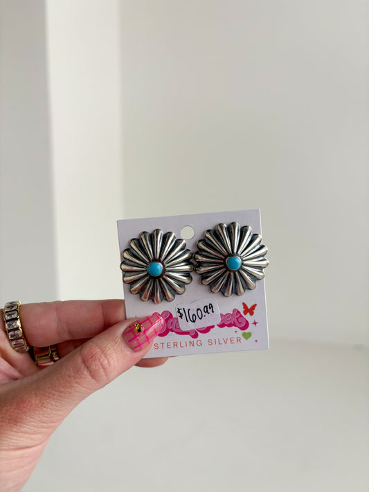 TURQ STUD BACKING EARRING