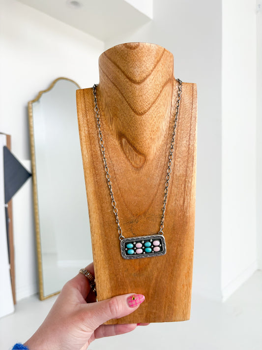 EMER THOMPSON PINK CONCH/TURQ NECKLACE