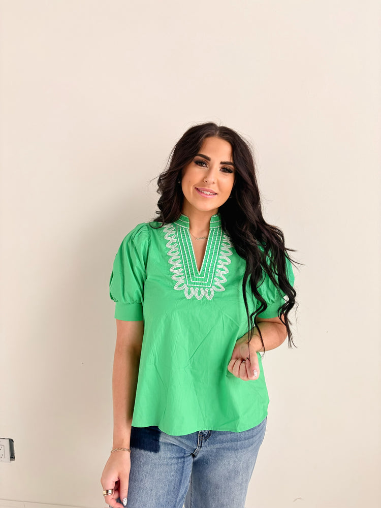 GREEN DETAILED TOP-9
