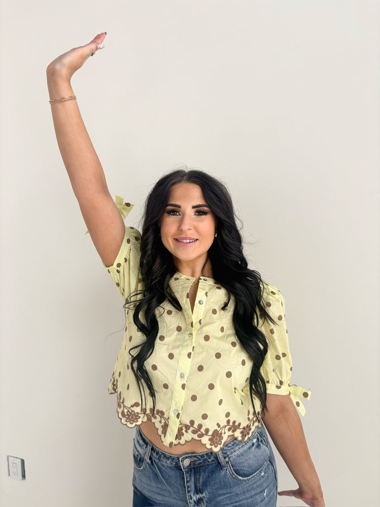 YELLOW/BROWN COMBO DOT TOP-13