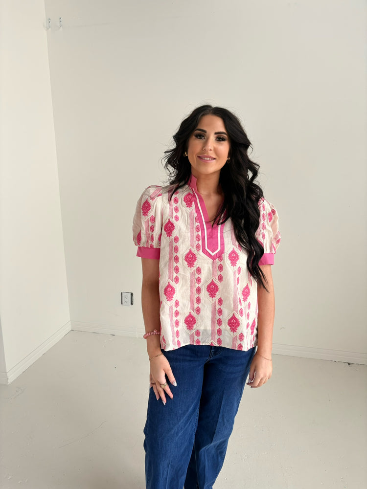 PINK AZTEC PRINT TOP-9