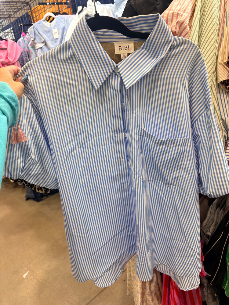 BLUE STRIPE WITH CHEETAH DETAIL