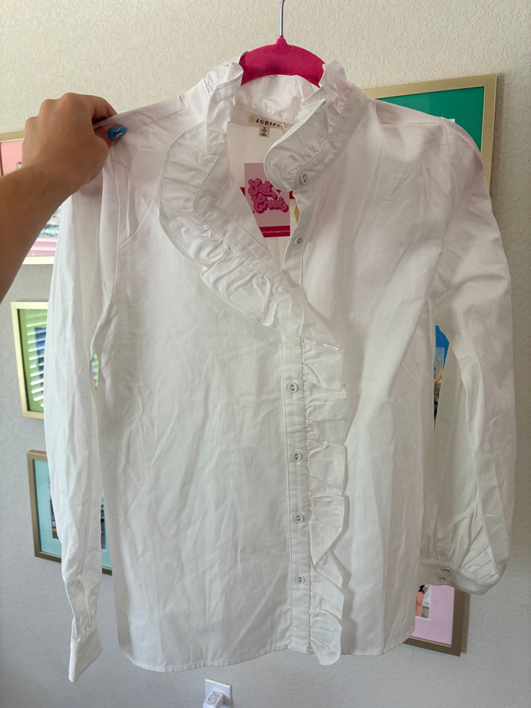 WHITE RUFFLE TRIM TOP-2