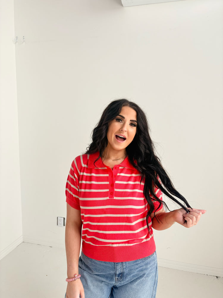 RED/TAN STRIPE TOP-9