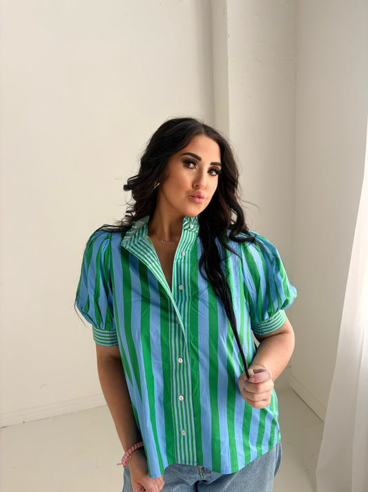 GREEN/BLUE STRIPE ENTRO TOP-13