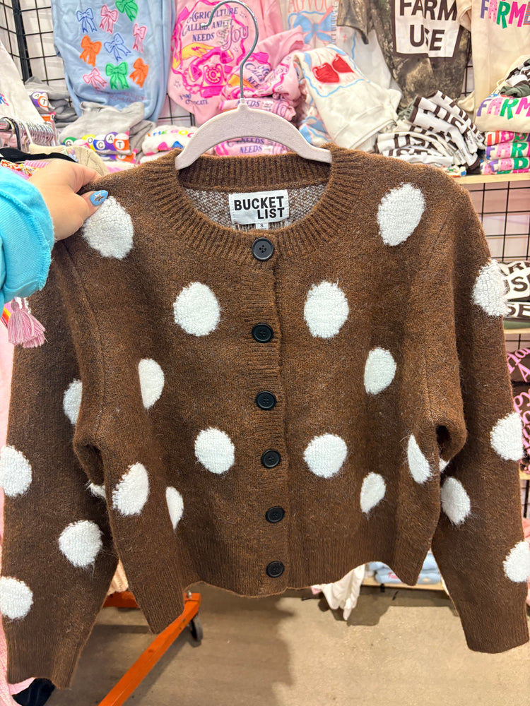 BROWN POLK A DOT BUCKETLIST SWEATER-4