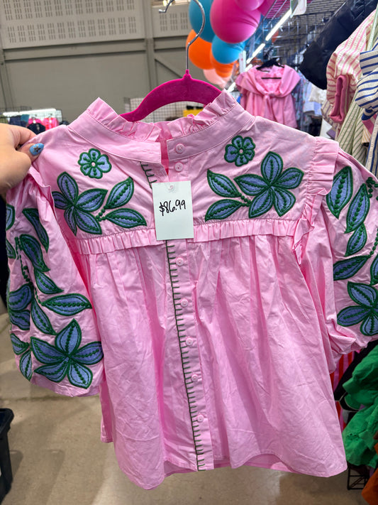 THML PINK EMB TOP