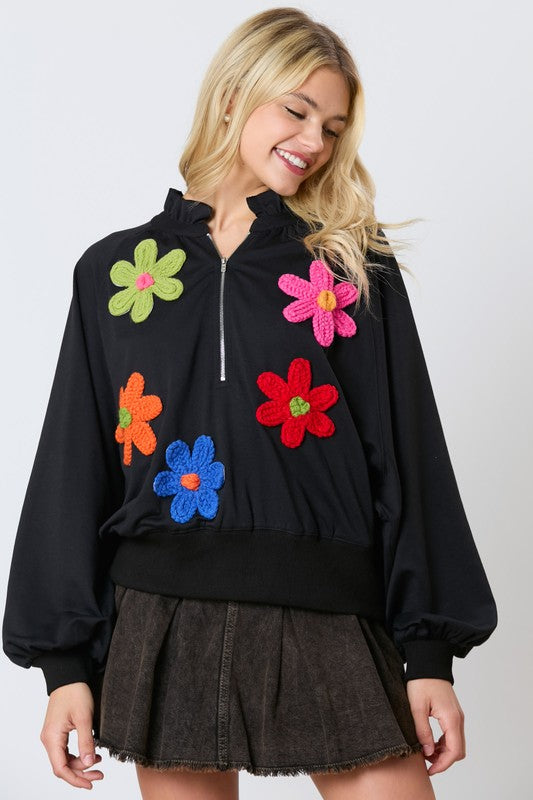 NEW FLORAL ZIP UP PULLOVER 3