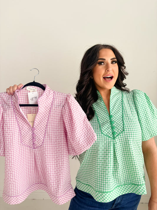 GREEN GINGHAM TOP-9