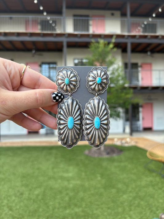 LARGE CONCH & TURQ EARRING