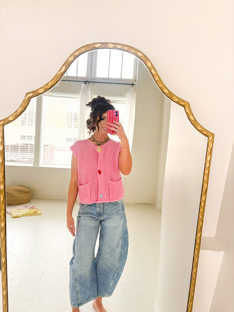 PINK TOP HEART BUTTONS TOP-8